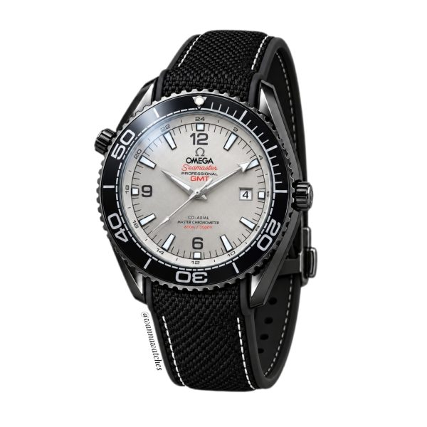 Omega Seamaster 43 Planet Ocean Negro Esfera Gris Correa Negra