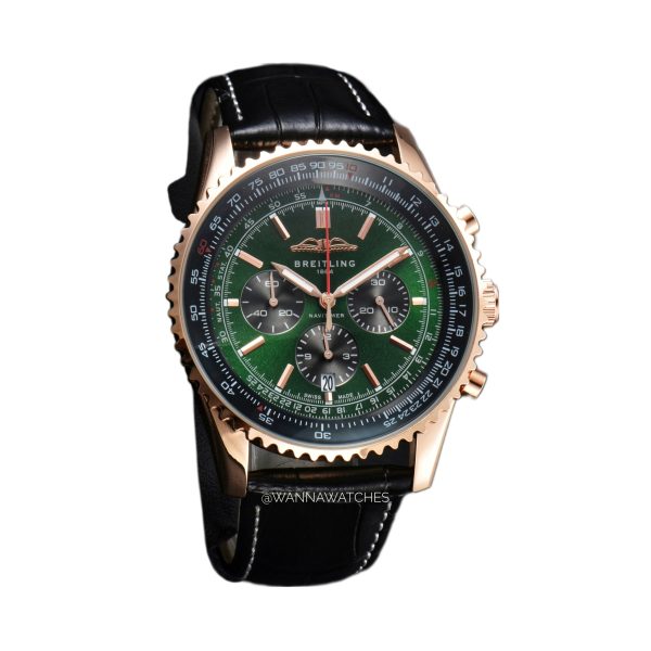 Breitling Navitimer 43 Oro Rosa Esfera Verde Correa Negra