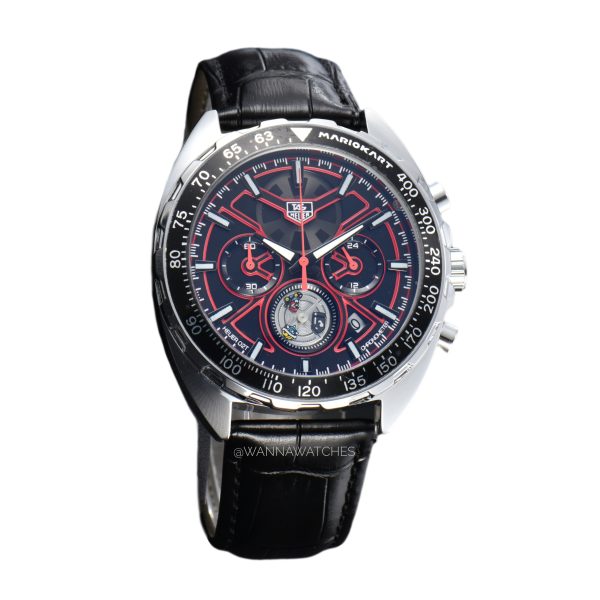 Tag Heuer 45 Mario Kart Cronógrafo Plateado Correa Negra