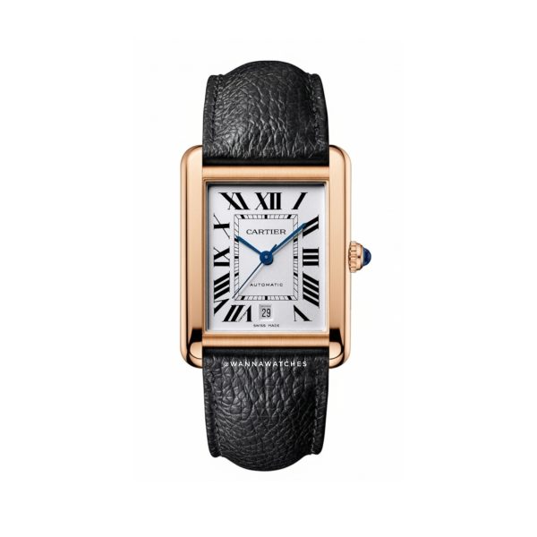 Cartier Tank Solo "XL" Oro Rosa Correa Negra Automático AAA