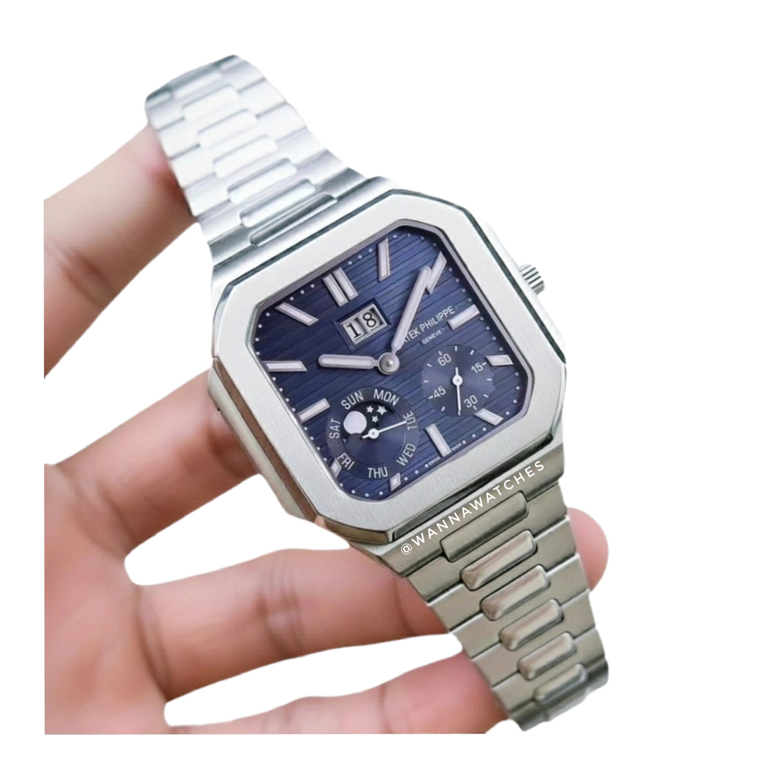 Patek Phillipe Cubitus 43 Acero Mecánico Esfera Azul 5822 Sub Esferas Funciónales AAA