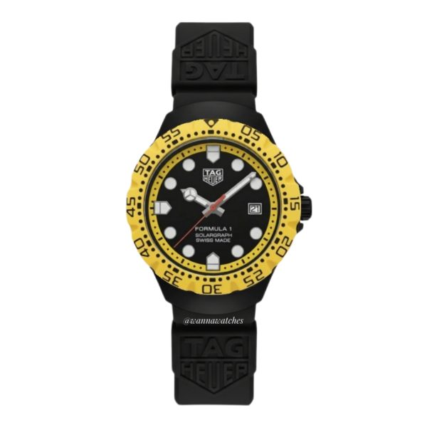 Tag Heuer 40 Formula 1 Solargraph Juego Negro Bisel Amarillo