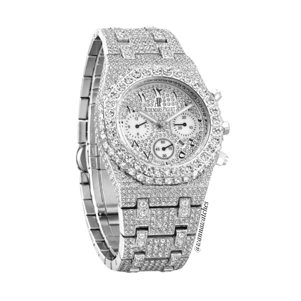 Audemars Piguet Royal Oak 42 Cronó Esfera Arabe Plateado Completo con Incrustaciónes