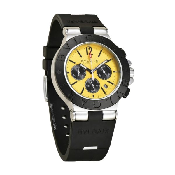 Bulgari Aluminium 43 Cronografo Esfera Amarilla Correa Negra