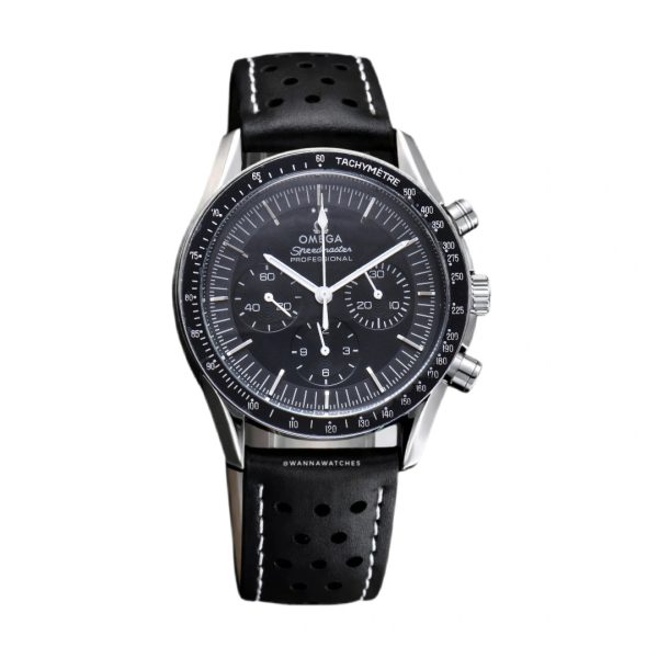 Omega Speedmaster 40 Moonwath Cronografo Plateado Esfera Negra Correa Negra