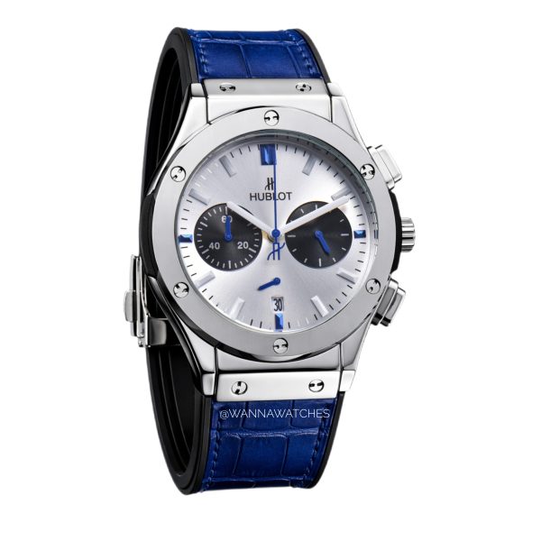 Hublot Classic Fusion 43  Cronografo Plateado Juego Azul