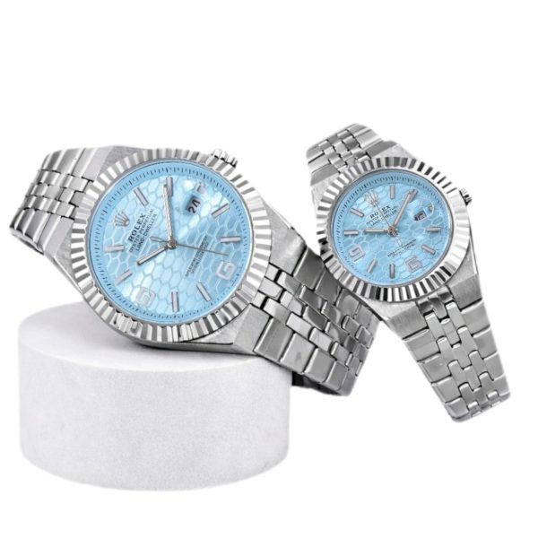 Rolex Land-Dweller Pareja 42/33 Plateado Esfera Azul Hielo