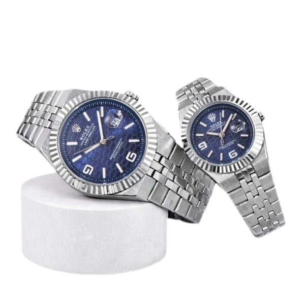 Rolex Land-Dweller Pareja 42/33 Plateado Esfera Azul Noche