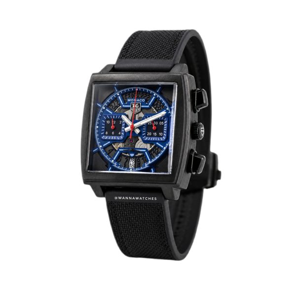 Tag Heuer Monaco 40 Cronografo "Skeleton Blue" Correa Textil Negra