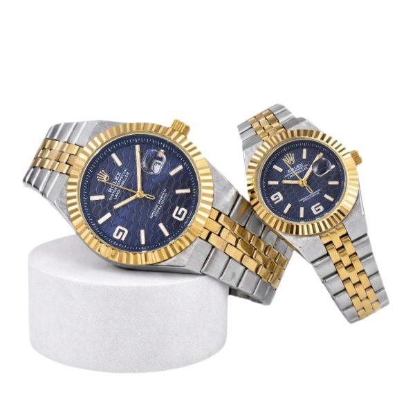 Rolex Land-Dweller Pareja 42/33 Plateado Dorado Esfera Azul Noche