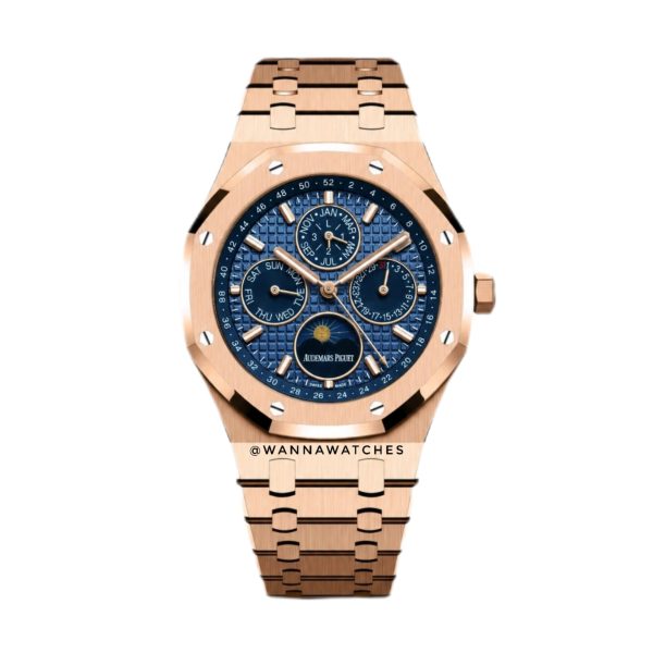 Audemars Piguet Royal Oak 42 "Ventana Fase" Oro Rosa Esfera Azul Automático AAA