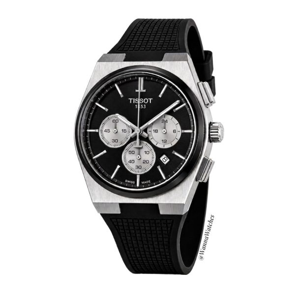 Tissot PRX 43 Cronógrafo Negro Esfera Negra Correa Negra