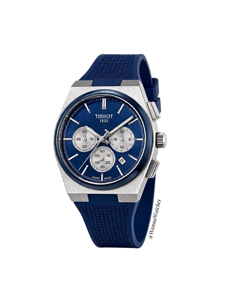 Tissot PRX 43 Cronógrafo Azul Esfera Azul Correa Azul