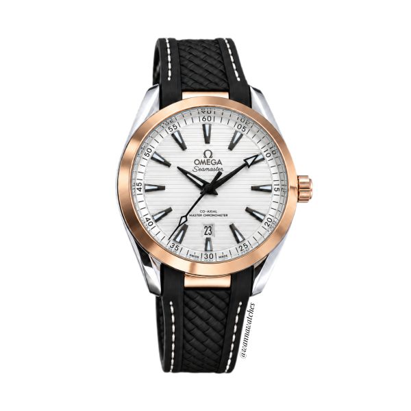 Omega Seamaster 40 Aqua Terra Plateado Oro Rosa Esfera Blanca Correa Negra