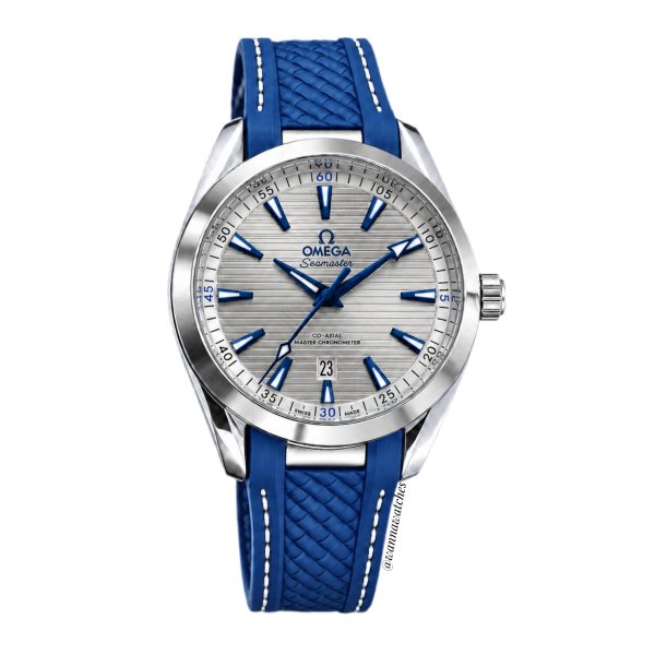Omega Seamaster 40 Aqua Terra Plateado Completo Correa Azul