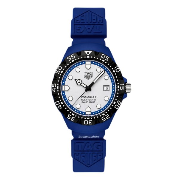 Tag Heuer 40 Formula 1 Solargraph Juego Azul Bisel Negro Esfera Plateada