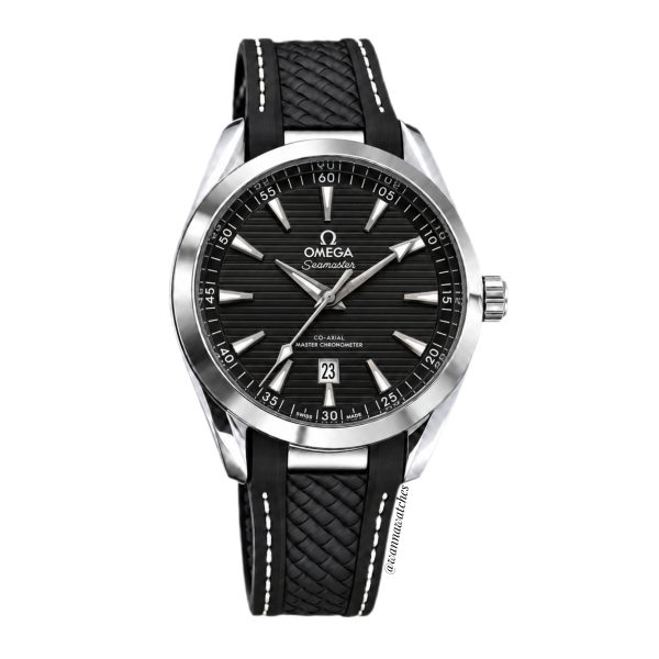 Omega Seamaster 40 Aqua Terra Plateado Esfera Negra Correa Negra