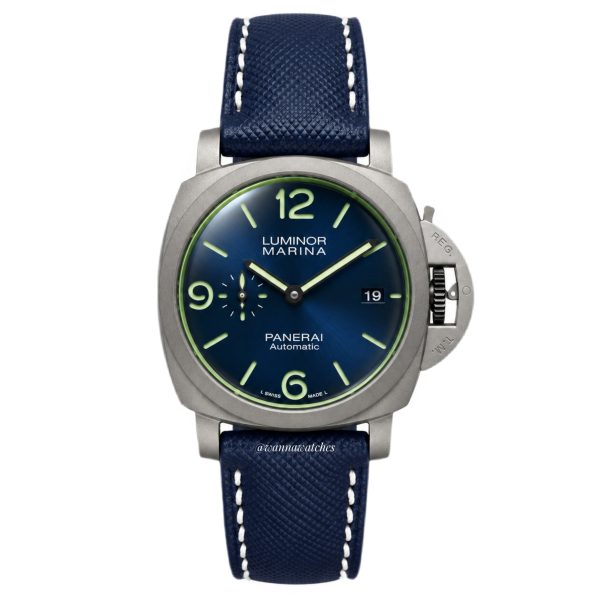 Panerai Luminor 44 Marina Acero Esfera Azul Correa Azul Bordada Automatico AAA