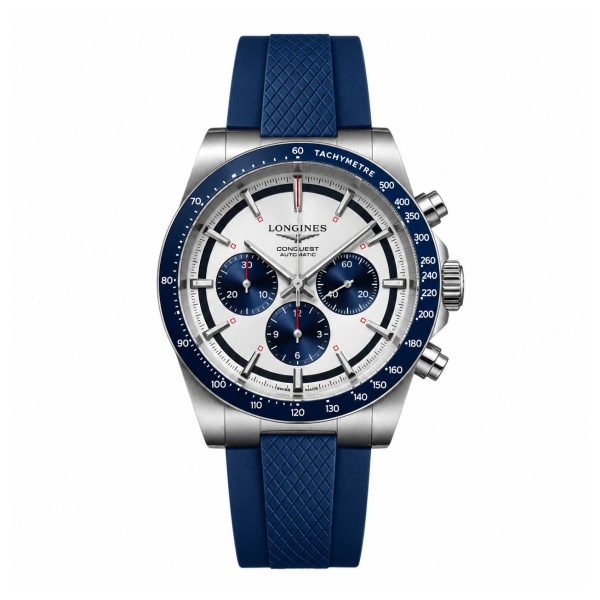 Longines Conquest 43 Marco Odermatt Acero Panda Juego Azul Correa Caucho Automático AAA