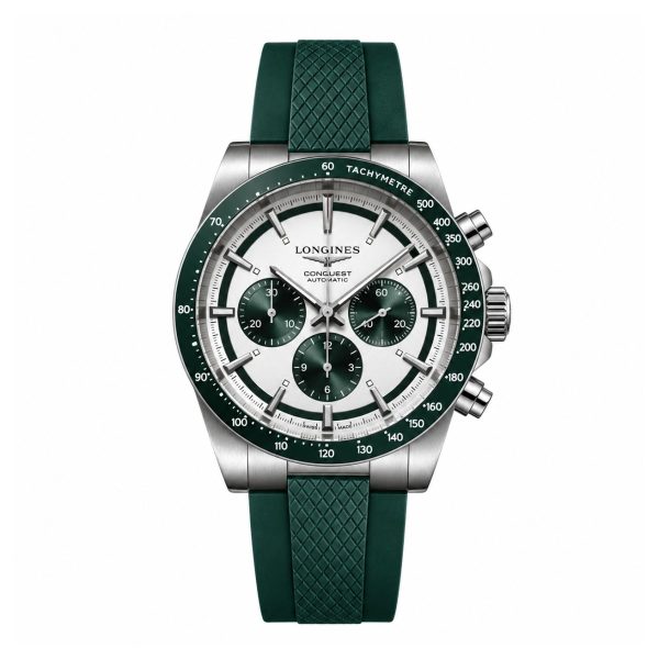 Longines Conquest 43 Marco Odermatt Acero Panda Juego Verde Correa Caucho Automático AAA