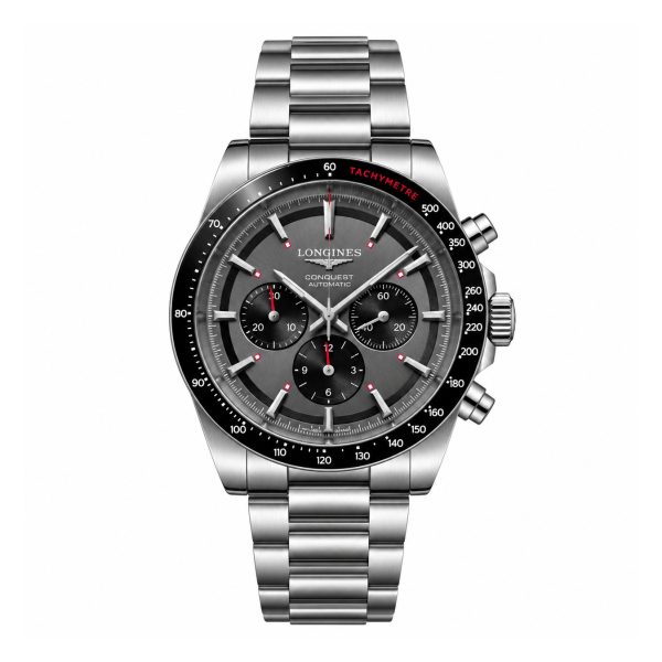 Longines Conquest 43 Marco Odermatt Acero Esfera Gris Bisel Negro Automático AAA