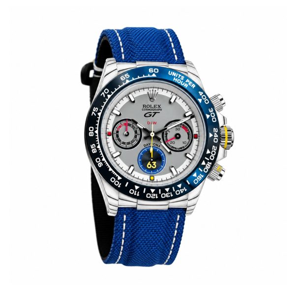 Rolex Daytona 40 DIW Cronógrafo "Porsche 911" Blanco Esfera Gris Correa Azul